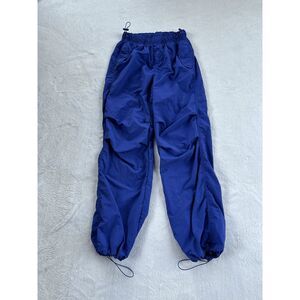 Love Tree Baggy Parachute Elastic Drawstring Pants Nylon Y2K Size Small, Blue
